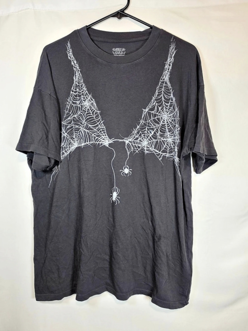 American Eagle Spiderweb Bikini Graphic Tee Black Size Medium Halloween Party